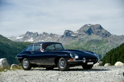 Vibrant Sleek Wallpaper Cars Wallpaper 4K 4000x2662 A, Sleek, Black, Jaguar, E-type, Supercar, Parked, On, Rocky, Mountain, Road, Towering, White, Ultrawide, 4k