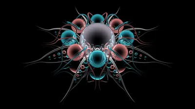 Bold Abstract Wallpaper Black/Dark Wallpaper 4K 1920x1080 Abstract, Artistic, Design, Featuring, A, Symmetrical, Arrangement, Of, Glowing, Spheres, Intricate, Tendrils, Gray, Orange, Brown, Ultrawide, Full HD