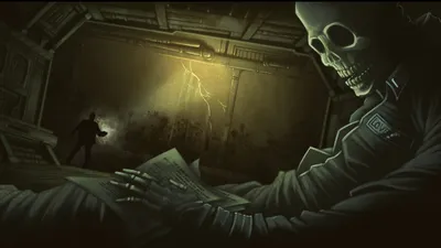 Dreamy Dark Wallpaper Black/Dark Wallpaper 4K 1920x1080 Dark, Skull-themed, Hd, Pc, Desktop, Wallpaper, And, Background, Giant, Skeletal, Figure, Looms, Gray, Brown, Ultrawide, Full HD
