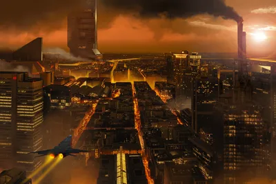 Dreamy Detailed Wallpaper World Wallpaper 4K 1920x1283 A, Detailed, Sci‑fi, Cityscape, At, Dusk, With, Towering, Futuristic, Buildings, Glowing, Streets, Orange, Brown, Landscape, Full HD