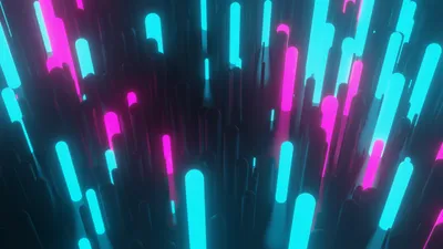 Vibrant Abstract Design Abstract Wallpaper 4K 3840x2160 Vibrant, 3d, Abstract, Design, With, Glowing, Pink, And, Blue, Vertical, Bars, Rendered, Black, Ultrawide, 4k