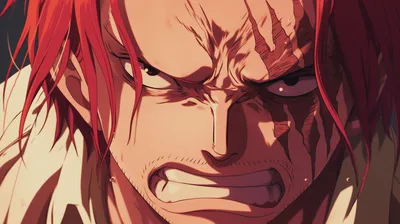Close Shanks One Piece Abstract Wallpaper 4K 2912x1632 Close-up, Of, Shanks, From, One, Piece, Anime, Showing, Intense, Fierce, Expression, Featured, Pink, Gray, Ultrawide, QHD