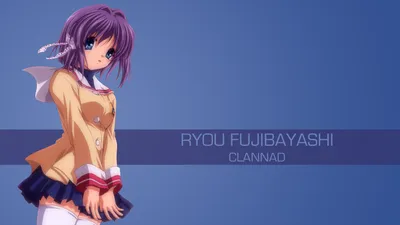 Anime Ryou Fujibayashi Gradients Wallpaper 4K 3840x2160 4k, Ultra, Hd, Anime, Wallpaper, Featuring, Ryou, Fujibayashi, Clannad, Set, Against, Clean, Gray, Blue, Ultrawide