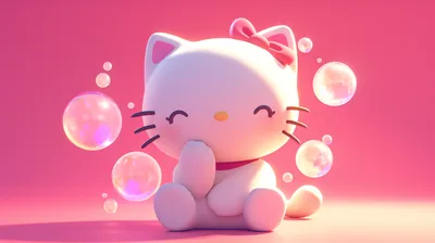 Cute Hello Kitty Character Abstract Wallpaper 4K 2912x1632 Hd, Desktop, Wallpaper, Featuring, A, Cute, Hello, Kitty, Character, Sanrio, Anime, Sitting, White, Pink, Ultrawide, QHD