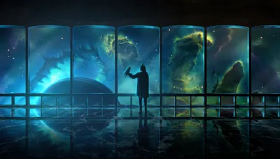 Silhouetted Figure Holding Bird Before Space Wallpaper 4K 1920x1095 Hd, Pc, Desktop, Wallpaper, Silhouetted, Figure, Holding, A, Bird, Before, Panoramic, Space, Green, Pink, Ultrawide, Full HD