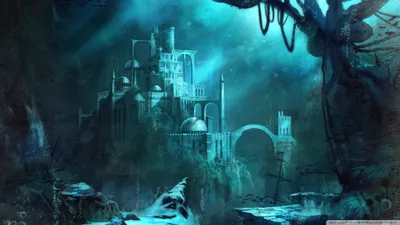 Fantasy Castle Emerging Fantasy Wallpaper 4K 1920x1080 Fantasy, Castle, Emerging, From, Mist, Over, A, Dark, Ocean, Surrounded, Rocky, Cliffs, Brown, Orange, Ultrawide, Full HD