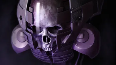 Radiant Dark Wallpaper Black/Dark Wallpaper 4K 1920x1080 Dark, Hd, Pc, Desktop, Wallpaper, And, Background, A, Purple-tinted, Metallic, Helmet, Revealing, White, Gray, Ultrawide, Full HD