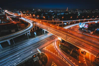 Nighttime City Highway Bright Light World Wallpaper 4K 2048x1367 Nighttime, City, Highway;, With, Bright, Light, Trails, From, Vehicles, Captured, High-definition, Urban, Brown, Red, Orange, Landscape, Full HD