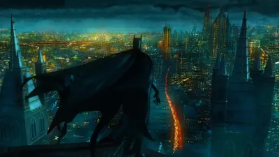 Golden Batman Wallpaper World Wallpaper 4K 3840x2160 Batman, Overlooking, The, Illuminated, Gotham, City, Skyline, At, Night, Detailed, Ultra, Comics, Brown, Ultrawide, 4k