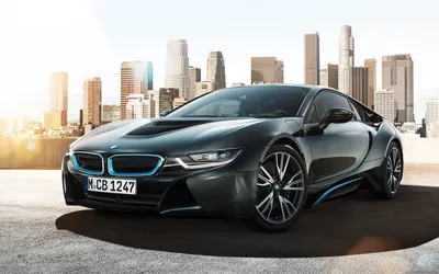 Sleek Black Vibrant City Skyline World Wallpaper 4K 1920x1200 A, Sleek, Black, Bmw, I8, Parked, Against, Vibrant, City, Skyline, Showcasing, Modern, White, Ultrawide, Full HD