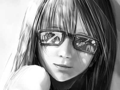 Anime Woman Long Hair Stylish Black/Dark Wallpaper 4K 3000x2250 A, Striking, Anime, Woman, With, Long, Hair, And, Stylish, Sunglasses, Captured, Black, White, Gray, Landscape, QHD