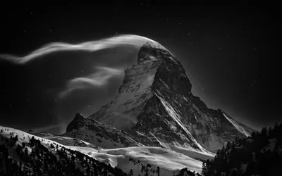Captivating Black White Nature Wallpaper 4K 1920x1200 A, Captivating, Black, And, White, Hd, Wallpaper, Of, Majestic, Mountain, Shrouded, Clouds, Gray, Ultrawide, Full HD