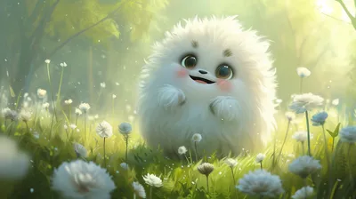 Moody Cute Wallpaper Abstract Wallpaper 4K 2912x1632 Hd, Desktop, Wallpaper, Featuring, A, Cute, And, Fluffy, Animated, Creature, Sunny, Meadow, White, Gray, Ultrawide, QHD