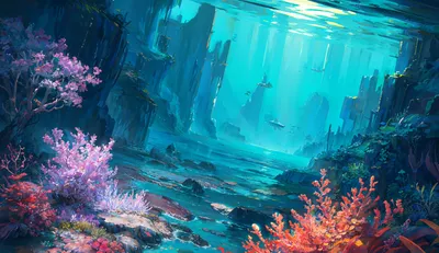 Fantasy Depicting Vibrant Blue Deep Abstract Wallpaper 4K 3200x1849 Hd, Fantasy, Desktop, Wallpaper, Depicting, A, Vibrant, Blue, Deep, Sea, Scene, Colorful, Yellow, Pink, Ultrawide, QHD