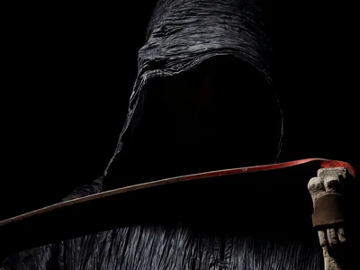 Dark Hooded Grim Black/Dark Wallpaper 4K 1920x1440 Hd, Desktop, Wallpaper, Featuring, A, Dark, Hooded, Grim, Reaper, Shrouded, Black, Holding, Gray, Blue, Landscape, Full HD