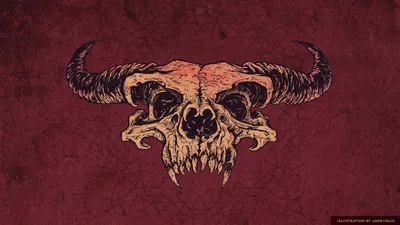 Sleek Dark Wallpaper Black/Dark Wallpaper 4K 2560x1440 Hd, Dark-themed, Pc, Desktop, Wallpaper, Featuring, A, Detailed, Horned, Skull, Illustration, Set, Brown, Orange, Ultrawide, QHD