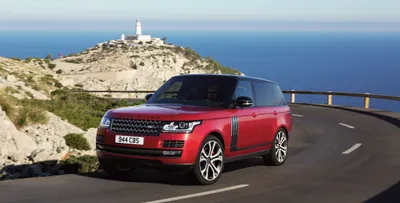 Sleek Red Land Rover Range Nature Wallpaper 4K 2304x1172 A, Sleek, Red, Land, Rover, Range, Suv, Parked, Scenic, Coastal, Road, Overlooking, White, Ultrawide, Full HD