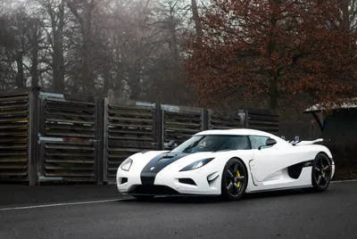 White Koenigsegg Agera Cars Wallpaper 4K 3000x2010 White, Koenigsegg, Agera, Supercar, With, Black, Racing, Stripes, Parked, Road, Set, Against, Landscape, QHD