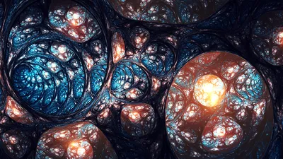 Abstract Fractal Glowing Blue Amber Abstract Wallpaper 4K 1920x1080 Abstract, Fractal, Hd, Pc, Desktop, Wallpaper, And, Background, Showing, Glowing, Blue, Amber, Black, Ultrawide, Full HD