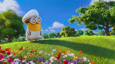 Vibrant Cheerful Minion Despicable Nature Wallpaper 4K 1920x1080 A, Vibrant, Hd, Desktop, Wallpaper, Featuring, Cheerful, Minion, Despicable, Standing, Lush, Green, Pink, Ultrawide, Full HD