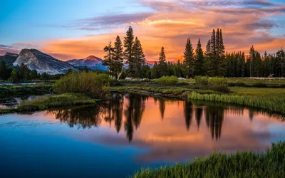 Serene Landscape Calm Body Water Nature Wallpaper 4K 1920x1200 A, Serene, Landscape, Showcasing, Calm, Body, Of, Water, Reflecting, Vibrant, Sunset, Colors, White, Orange, Ultrawide, Full HD
