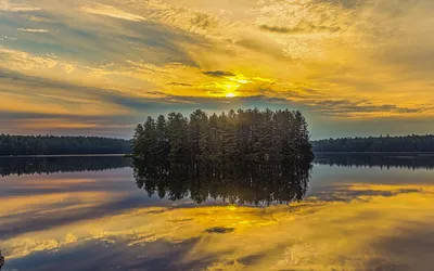 Dark Serene Wallpaper Nature Wallpaper 4K 1920x1200 A, Serene, Hd, Desktop, Wallpaper, Featuring, Small, Tree-covered, Island, Reflecting, Tranquil, Lake, Orange, Ultrawide, Full HD