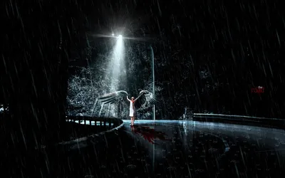 Dark Angel Stands Black/Dark Wallpaper 4K 1920x1200 Dark, Angel, Stands, Illuminated, By, A, Bright, Streetlight, Rainy, Deserted, Road, Creating, Gray, White, Ultrawide, Full HD