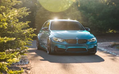 Sleek Blue Car Cars Wallpaper 4K 6400x4000 A, Sleek, Blue, Bmw, M3, Car, Parked, On, Sunlit, Forest, Road, Captured, White, Ultrawide, 4k