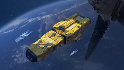 Bright Vibrant Wallpaper Space Wallpaper 4K 1920x1080 A, Vibrant, Sci‑fi, Scene, Featuring, Yellow, Spaceship, Soaring, Through, Space, Earth, Engaging, Brown, Ultrawide, Full HD