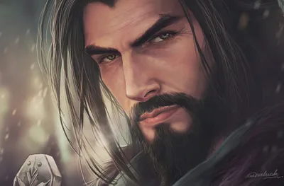 Fantasy Digital Bearded Fantasy Wallpaper 4K 2307x1518 Hd, Fantasy, Digital, Artwork, Of, A, Bearded, Man, Intense, Eyes, Designed, Striking, Gray, Ultrawide, Full HD