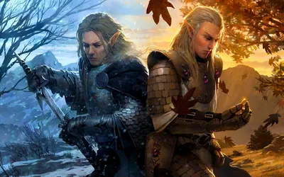 Calm Fantasy Wallpaper Nature Wallpaper 4K 1920x1200 A, Stunning, Fantasy, Warrior, Scene, Depicting, Two, Elven, Fighters, One, Winter, Armor, White, Pink, Ultrawide, Full HD