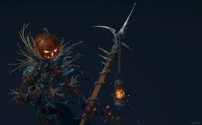 Pumpkin Scarecrow Dylan Walker Abstract Wallpaper 4K 1920x1191 Pumpkin, Scarecrow, By, Dylan, Walker, Blue, Brown, Ultrawide, Full HD