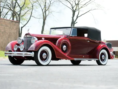 Vintage Red Packard Eight Convertible Cars Wallpaper 4K 2048x1536 Vintage, Red, Packard, Eight, Convertible, With, Whitewall, Tires, Parked, Outdoors, Captured, High, White, Landscape, Full HD