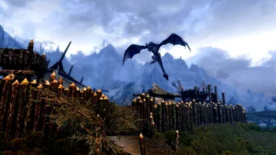 Dragon Soaring Fortified Nature Wallpaper 4K 1920x1080 Hd, Pc, Desktop, Wallpaper, Of, A, Dragon, Soaring, Above, Fortified, Keep, Towering, White, Gray, Pink, Ultrawide, Full HD