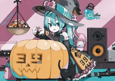 Moody Anime Wallpaper Cars Wallpaper 4K 3508x2480 Hd, Anime, Desktop, Wallpaper, Featuring, Hatsune, Miku, In, Witch, Costume, Halloween-themed, Decorations, Orange, Purple, Gray, Landscape, QHD