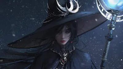 Misty Mysterious Wallpaper Fantasy Wallpaper 4K 1920x1080 A, Mysterious, Woman, In, Dark, Elaborate, Hat, Stands, Against, Snowy, Backdrop, Holding, Brown, White, Ultrawide, Full HD