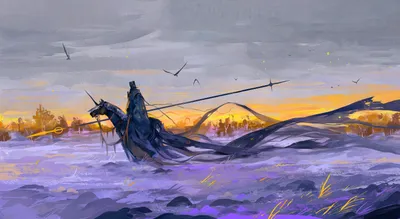 Radiant Fantasy Wallpaper Nature Wallpaper 4K 3252x1782 Fantasy, Knight, Riding, A, Mystical, Steed, Across, Misty, Landscape, Sunset, Captured, Detailed, Gray, Ultrawide, QHD