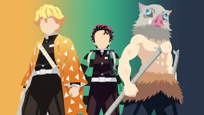 Radiant Minimalist Wallpaper Minimal Wallpaper 4K 3840x2160 Minimalist, 4k, Ultra, Hd, Anime, Desktop, Wallpaper, Tanjiro, Kamado, Inosuke, Hashibira, Zenitsu, White, Gray, Ultrawide