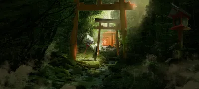 Anime Depicting Serene Forest Torii Nature Wallpaper 4K 3000x1350 An, Hd, Anime, Desktop, Wallpaper, Depicting, A, Serene, Path, Through, Forest, Torii, Gray, Ultrawide, QHD