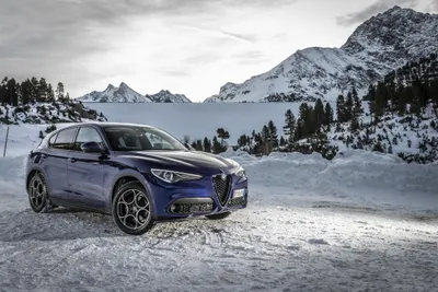 Misty Alfa Wallpaper Nature Wallpaper 4K 4200x2800 Alfa, Romeo, Stelvio, Suv, In, Blue, Parked, On, Snowy, Mountain, Pass, Framed, White, Landscape, 4k