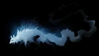 Spectral Animal Fox Like Dark Animals Wallpaper 4K 3492x1979 Spectral, Animal, A, Fox-like, Dark, Fantasy, Creature, Glowing, White-blue, Fur, Flowing, Gray, Ultrawide, QHD
