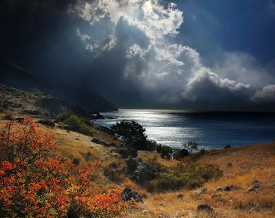 Dramatic Coastline Crimea Russia Nature Wallpaper 4K 1920x1520 Dramatic, Coastline, Of, Crimea, Russia, With, Dark, Clouds, Over, Sea, Horizon), Framed, Gray, White, Square, Full HD