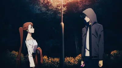 Moody Anime Wallpaper Black/Dark Wallpaper 4K 4096x2304 Anime-style, Solo, Leveling, Scene, Featuring, Two, Characters, Facing, Each, Other, Under, Glowing, Gray, White, Ultrawide, 4k