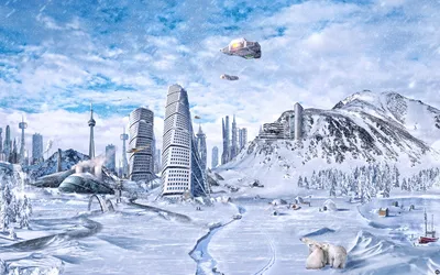 Sleek Snow Wallpaper World Wallpaper 4K 1920x1200 Snow-covered, Futuristic, Sci‑fi, Cityscape, With, Towering, Spacecraft, And, Advanced, Buildings, Set, Against, White, Ultrawide, Full HD