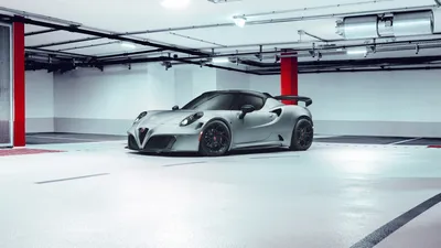 Sleek Silver Wallpaper Cars Wallpaper 4K 7680x4320 Silver, Alfa, Romeo, 4c, Sports, Car, In, A, Minimalist, Underground, Garage, Presented, White, Ultrawide, 4k