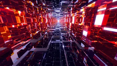 Abstract Tunnel Red Black Squares Black/Dark Wallpaper 4K 1920x1080 Hd, 3d, Abstract, Tunnel, In, Red, And, Black, Squares, Created, Blender, Forming, White, Brown, Ultrawide, Full HD
