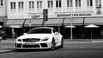 Radiant Black Wallpaper World Wallpaper 4K 3840x2160 Black, And, White, 4k, Ultra, Hd, Wallpaper, Featuring, Mercedes‑benz, Sl65, Parked, City, Gray, Ultrawide