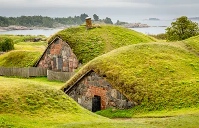 Man Turf Roofed Stone Houses Nature Wallpaper 4K 2048x1321 Hd, Pc, Desktop, Wallpaper/background:, Of, Man-made, Turf-roofed, Stone, Houses, Built, Into, Grassy, White, Ultrawide, Full HD