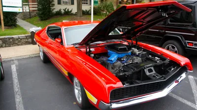 Bold Vehicle Wallpaper Cars Wallpaper 4K 4600x2588 Vehicle, Ford, Torino, Hd, Desktop, Wallpaper, Background, Red, White, Ultrawide, 4k