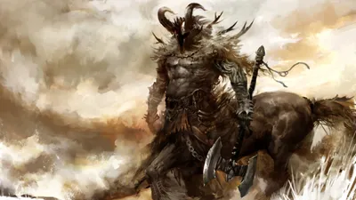 Fantasy Powerful Centaur Fantasy Wallpaper 4K 1920x1080 Fantasy, Hd, Pc, Desktop, Wallpaper, Featuring, A, Powerful, Centaur, Warrior, Horned, Helmet, White, Ultrawide, Full HD
